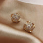 Upscale 14k Gold Jewelry Real Gold  Earrings Zircon Pearl Twist Luxury Stud Earrings for Women Brincos Pendientes Bijoux