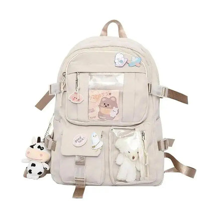 Mochila Fofa para Meninas, Mochilas Escolares para Estudantes, Adolescentes, com Bolsos, Mochila para Laptop para Mulheres - Estilo Harajuku