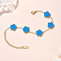 Pulseiras Femininas Lucky Clover, Flores Dupla Face, Joias de Presente, Pulseira de Aço Inoxidável, Pulseiras Banho de Ouro para Homens