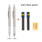 Conjunto de Lápis Mecânico 0.3, 0.5, 0.7, 0.9, 1.3, 2.0mm - Lápis Automático de Metal Completo para Desenho e Pintura com Refis para Escritório e Escola