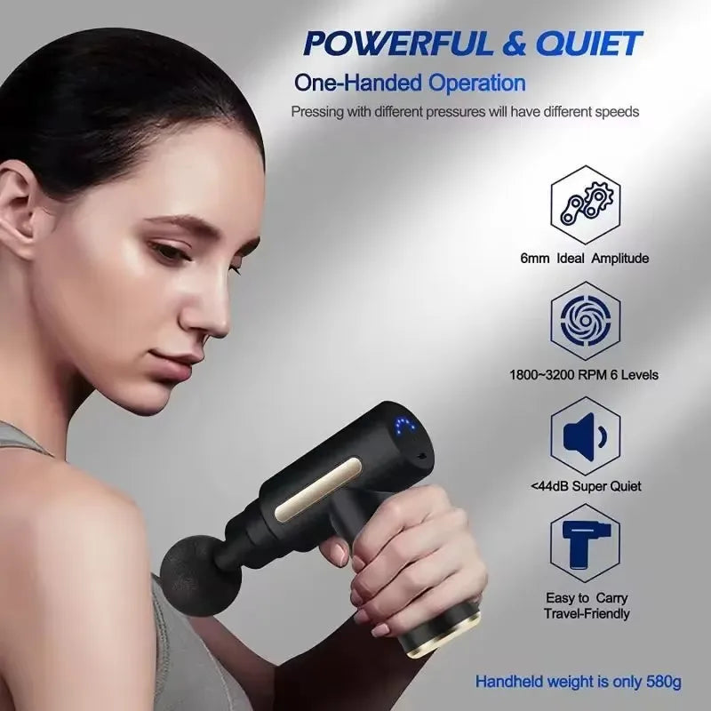 Massageador Elétrico de Vibração Fascia Gun - Relaxamento Muscular Profissional para Pescoço e Corpo