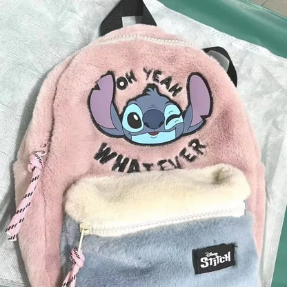Mochila Escolar Disney Hello Kitty, Mochila de Cartum Versátil para Crianças, Mochila Infantil Charmosa para Jardim de Infância, Presente para Crianças, Mochila Kuromi e Stitch