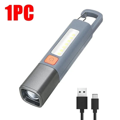 Nova Lanterna Portátil LED Xiaomi USB Recarregável com Gancho, Zoom, Lâmpada de Longo Alcance para Acampamento e Caminhadas, Lanterna de Emergência