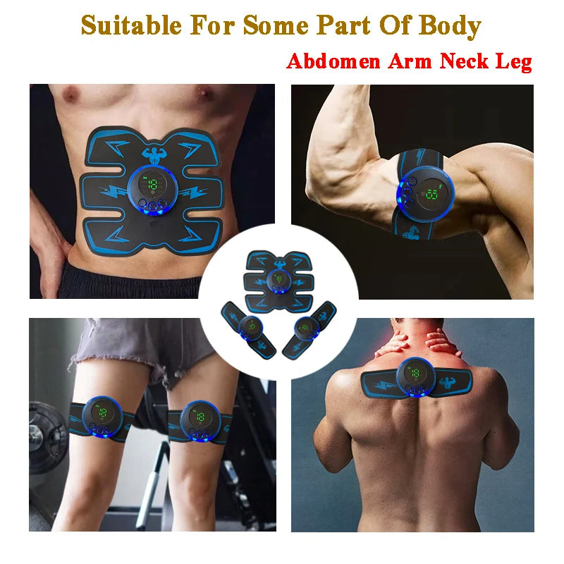 Estimulador Muscular Inteligente USB Recarregável EMS Elétrico Adesivo Abdominal Treinamento Braço Pescoço Massageador Corporal Fitness Emagrecedor