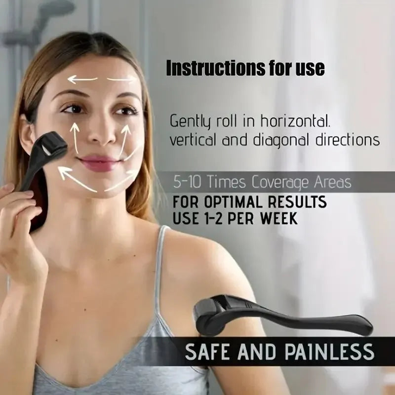 Microneedle Derma Roller com Agulhas de Titânio - Ferramenta Incrível para Microneedling Facial e Capilar para Mulheres e Homens