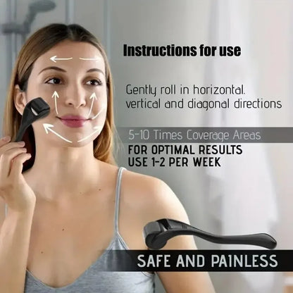 Microneedle Derma Roller com Agulhas de Titânio - Ferramenta Incrível para Microneedling Facial e Capilar para Mulheres e Homens