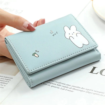 Women Short Cute Small Wallets Student Triple Fold Card Holder Girl ID Bag Card Holder Coin Purse Ladies Wallets Cartoon Bags