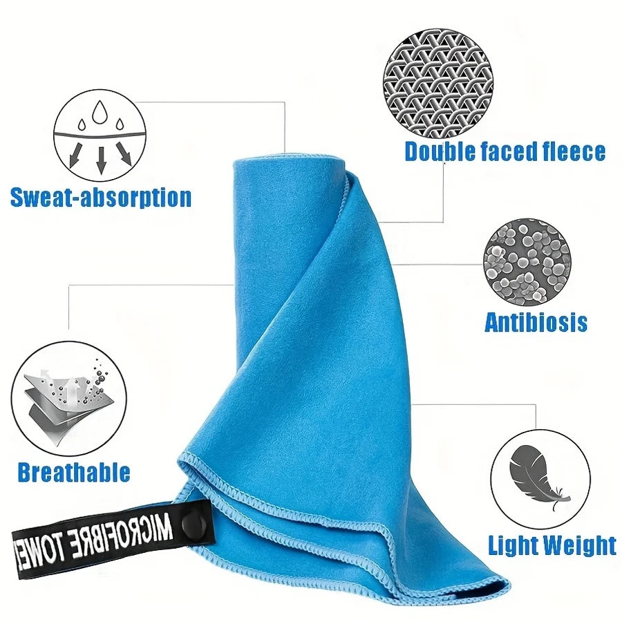 Toalha de Viagem Microfibra, Secagem Rápida, Compacta e Super Absorvente - Ideal para Praia, Academia, Piscina, Banho e Yoga