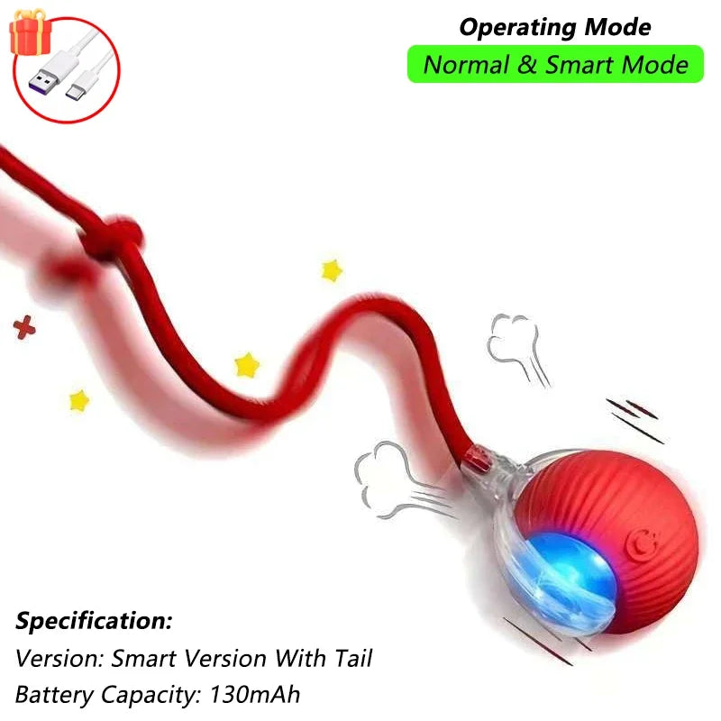 Brinquedo Interativo para Gatos - Bola Automática com Cauda, Recarga USB, Brinquedo Inteligente para Estímulo e Diversão do Pet