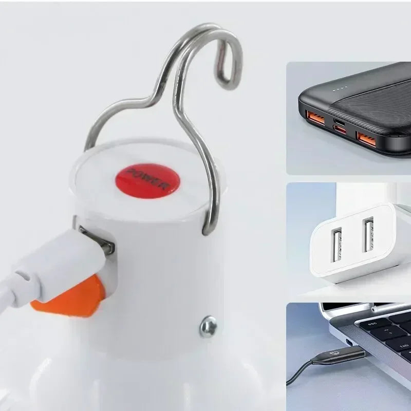 Luz de Emergência 60W – Lanternas LED USB Recarregáveis para Camping, Hiking, Esportes e Entretenimento ao Ar Livre