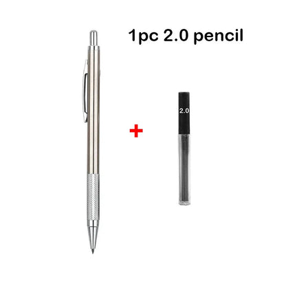 Conjunto de Lápis Mecânico 0.3, 0.5, 0.7, 0.9, 1.3, 2.0mm - Lápis Automático de Metal Completo para Desenho e Pintura com Refis para Escritório e Escola