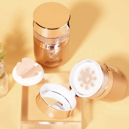 BB Cream Air Cushion com Puff de Pó em Forma de Borboleta - Hidratante, Base, Corretivo, Clareamento, Controle de Oleosidade, Maquiagem à Prova d'Água