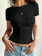 Camiseta Feminina Básica, Decote Redondo, Manga Curta e Cropped - Tendência Y2K 2024