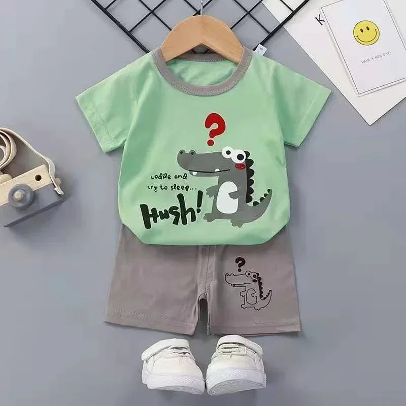 Conjunto Infantil para Filhos - Camiseta e Shorts de Algodão para Meninos e Meninas (2 Peças)