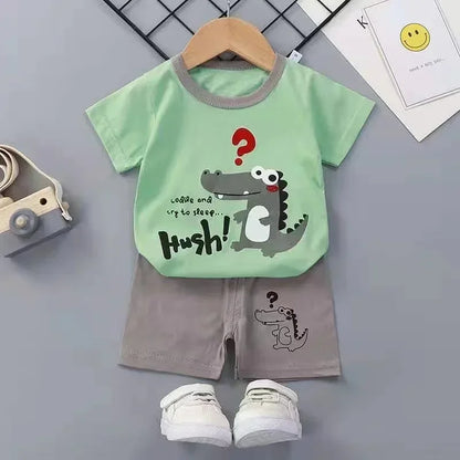 Conjunto Infantil para Filhos - Camiseta e Shorts de Algodão para Meninos e Meninas (2 Peças)
