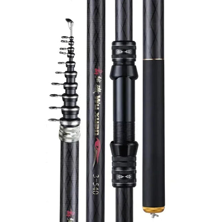 Vara de Pesca Telescópica de Carbono para Pesca em Rocha, Ultra Leve, para Isca, Carpa, Viagem, Pesca no Oceano e Pesca com Carretilha