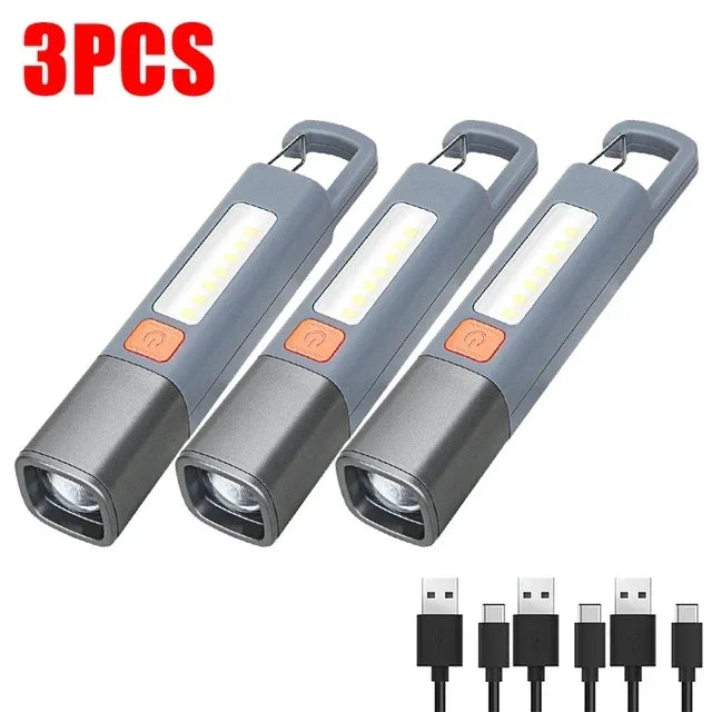 Nova Lanterna Portátil LED Xiaomi USB Recarregável com Gancho, Zoom, Lâmpada de Longo Alcance para Acampamento e Caminhadas, Lanterna de Emergência