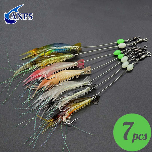 Conjunto de Iscas Artificiais para Pesca 3 Peças/7 Peças – Isca de Camarão e Acessórios para Pesca