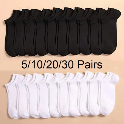 Pares de Meias Casuais Unissex, Cor Lisa, Meias Curtas Respirável, Confortáveis, Antiodor e Absorventes de Suor para Homens e Mulheres