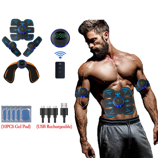 Estimulador Muscular Inteligente USB Recarregável EMS Elétrico Adesivo Abdominal Treinamento Braço Pescoço Massageador Corporal Fitness Emagrecedor