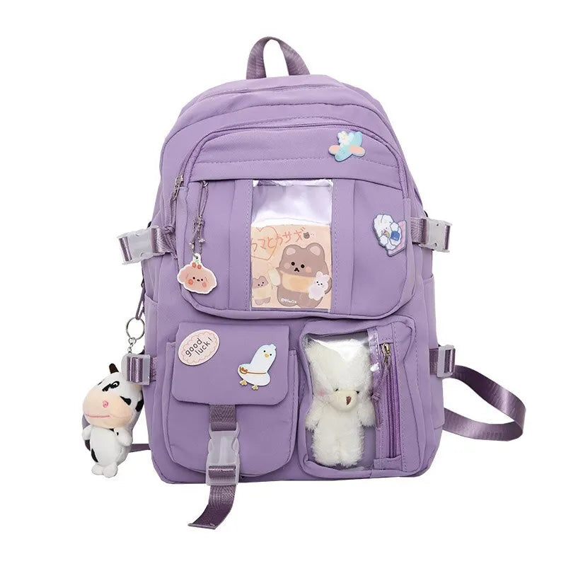 Mochila Fofa para Meninas, Mochilas Escolares para Estudantes, Adolescentes, com Bolsos, Mochila para Laptop para Mulheres - Estilo Harajuku