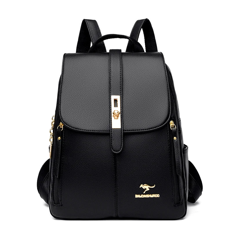 Mochila de Couro Luxuosa para Mulheres - Mochila Casual, Vintage e Elegante para Meninas e Adolescentes