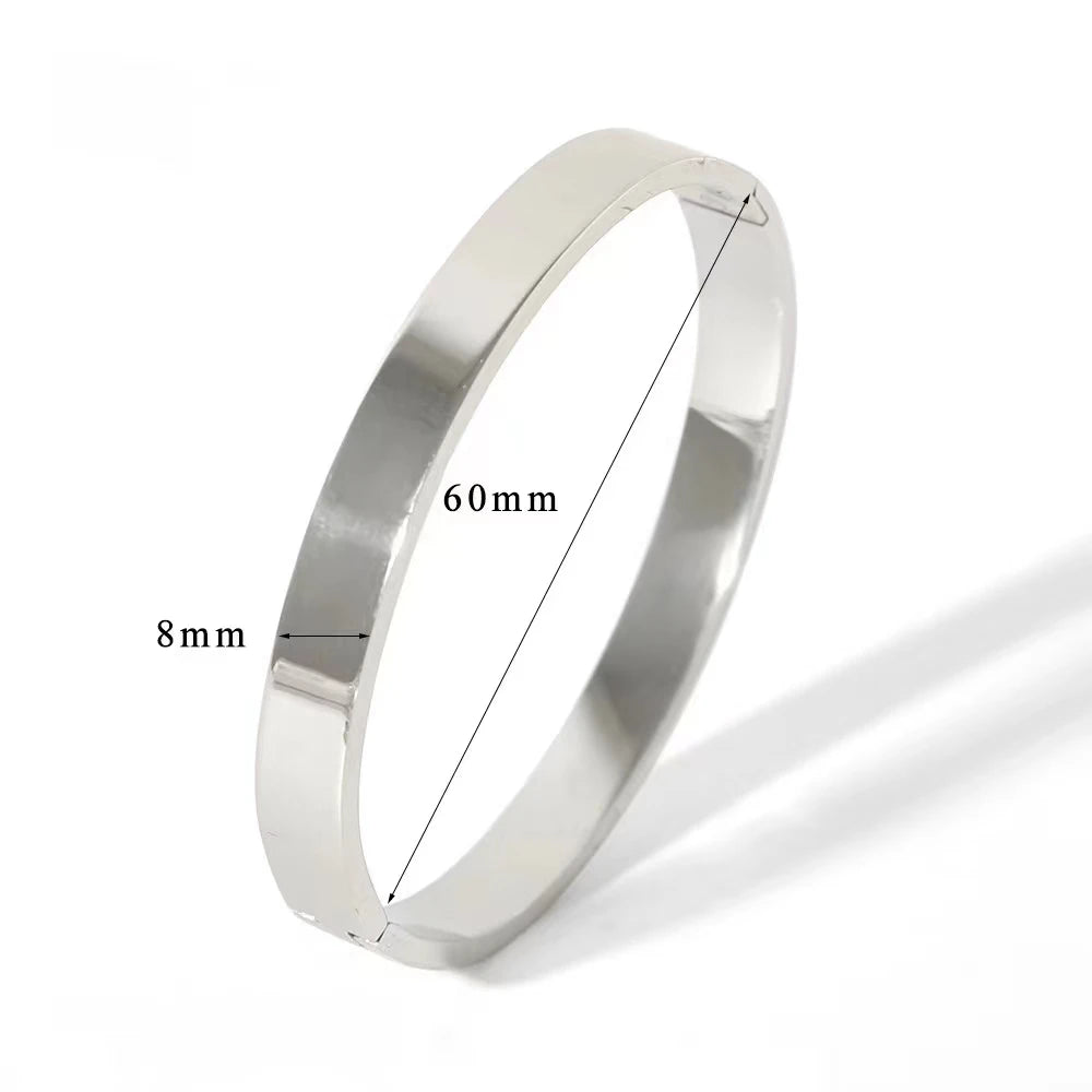 Waterproof Stainless Steel Oval Smooth Bracelet Bangle Women Minimalist 18k Gold Color Charm Jewelry Gifts Wholesale