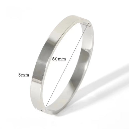 Waterproof Stainless Steel Oval Smooth Bracelet Bangle Women Minimalist 18k Gold Color Charm Jewelry Gifts Wholesale