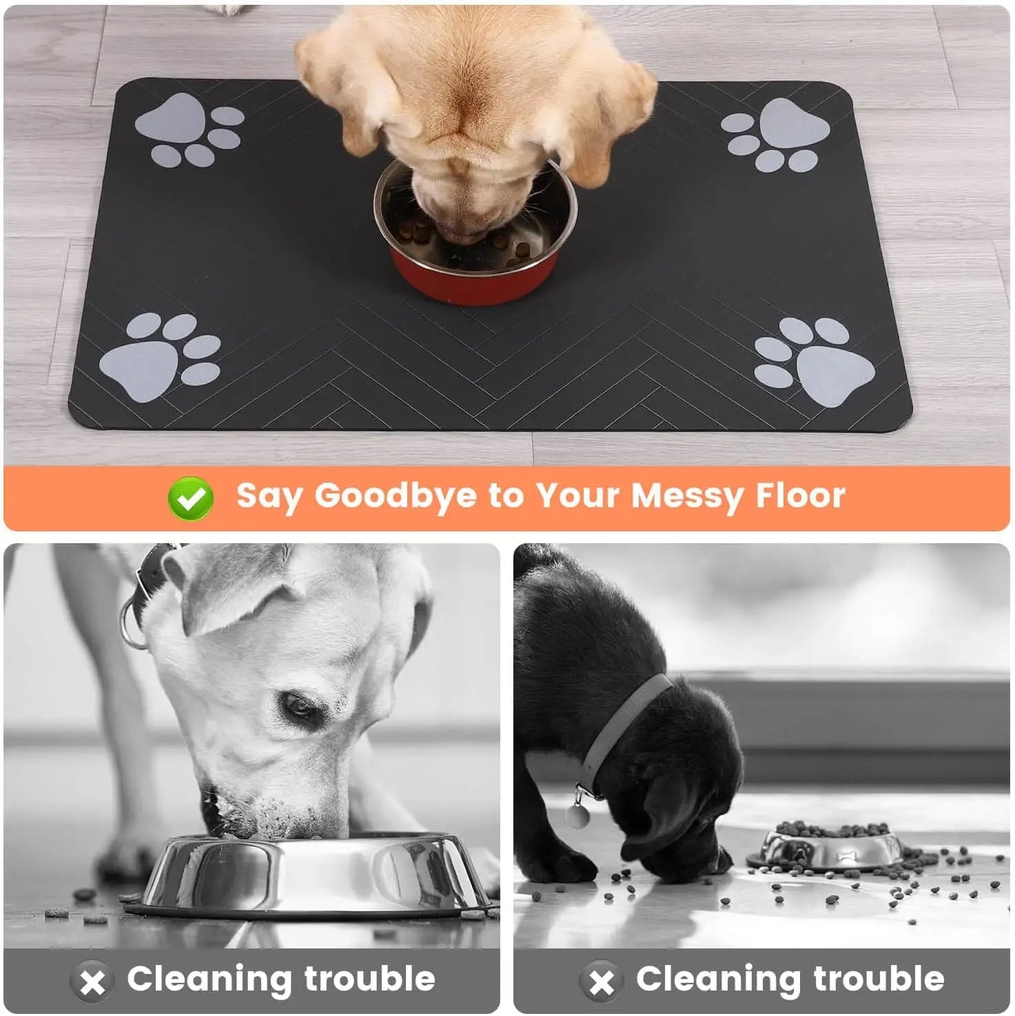 Tapete de Alimentação para Pet - Tapete Absorvente para Tigelas de Comida e Água, com Fundo de Borracha Impermeável, Tapete de Secagem Rápida para Cães e Gatos