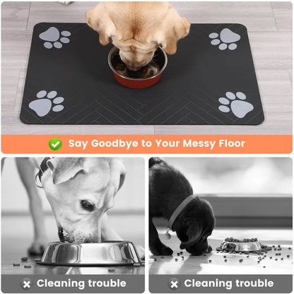 Tapete de Alimentação para Pet - Tapete Absorvente para Tigelas de Comida e Água, com Fundo de Borracha Impermeável, Tapete de Secagem Rápida para Cães e Gatos