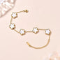 Pulseiras Femininas Lucky Clover, Flores Dupla Face, Joias de Presente, Pulseira de Aço Inoxidável, Pulseiras Banho de Ouro para Homens