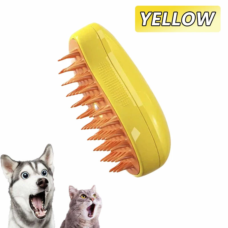 Escova a Vapor para Gatos e Cães 3 em 1 - Escova Elétrica com Pulverizador para Massagem e Cuidados com a Pelagem
