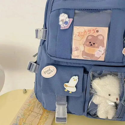 Mochila Fofa para Meninas, Mochilas Escolares para Estudantes, Adolescentes, com Bolsos, Mochila para Laptop para Mulheres - Estilo Harajuku