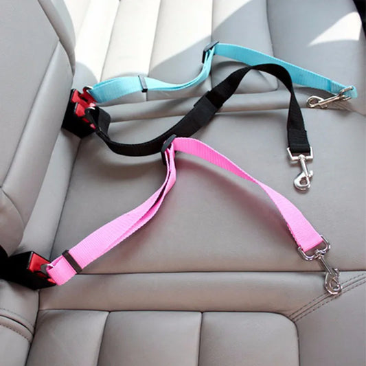Cinto de Segurança Ajustável para Carro - Cinto de Assento para Pet, Cadeado de Segurança para Cães e Gatos, Arnês e Guia de Tração para Veículos