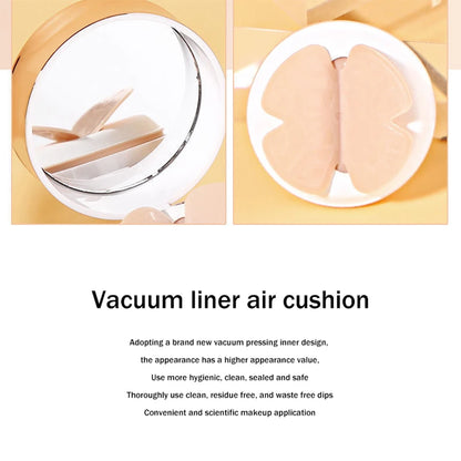 BB Cream Air Cushion com Puff de Pó em Forma de Borboleta - Hidratante, Base, Corretivo, Clareamento, Controle de Oleosidade, Maquiagem à Prova d'Água