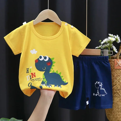 Conjunto Infantil para Filhos - Camiseta e Shorts de Algodão para Meninos e Meninas (2 Peças)