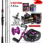Conjunto de Vara e Carretilha de Pesca Sougayilang 1,8~2,1m Vara de Carbono para Arremesso e Carretilha de Baitcasting com Relação de Engrenagem 7,2:1 e Capacidade de Arraste Máximo de 10kg para Bass