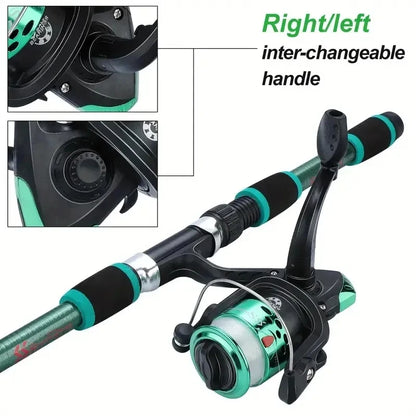 Conjunto de Vara de Pesca Completo com Vara Telescópica e Carretel de Spinning, Iscas, Ganchos, Conjunto de Vara para Viagem