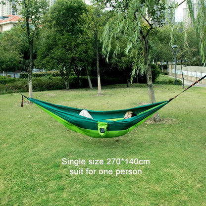 Rede de Camping Portátil em Tecido de Pára-quedas de Nylon - Tamanho Único e Duplo para Atividades ao Ar Livre, Caminhadas e Jardim