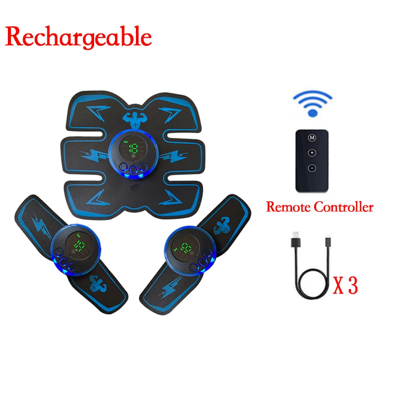 Estimulador Muscular Inteligente USB Recarregável EMS Elétrico Adesivo Abdominal Treinamento Braço Pescoço Massageador Corporal Fitness Emagrecedor