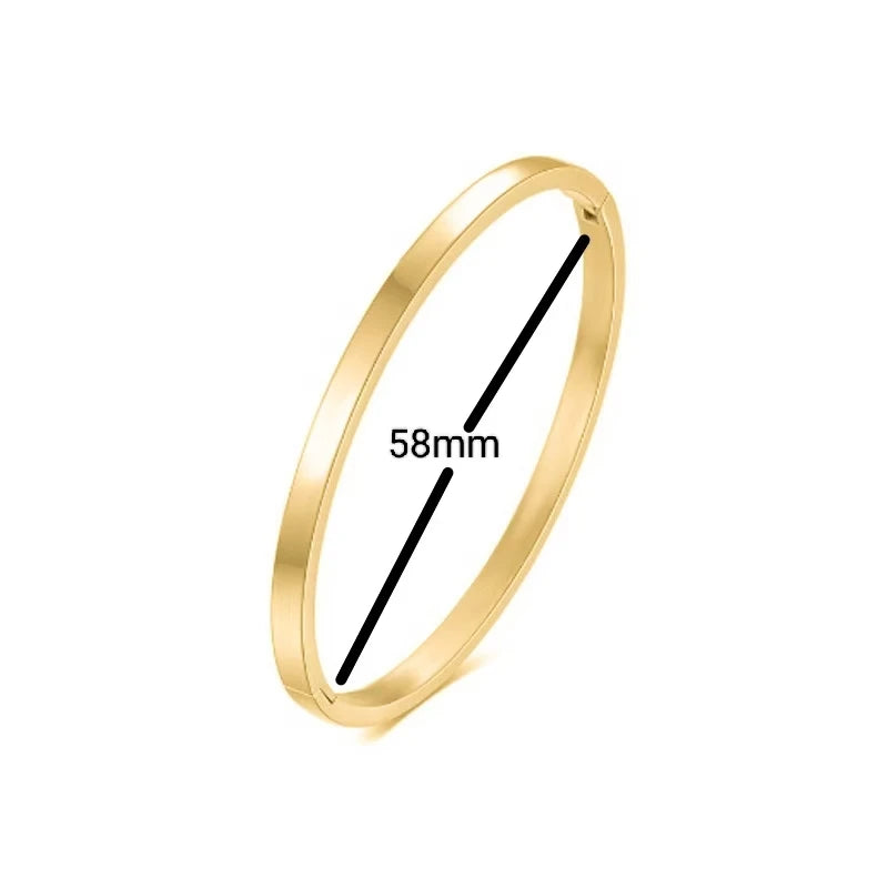 Waterproof Stainless Steel Oval Smooth Bracelet Bangle Women Minimalist 18k Gold Color Charm Jewelry Gifts Wholesale