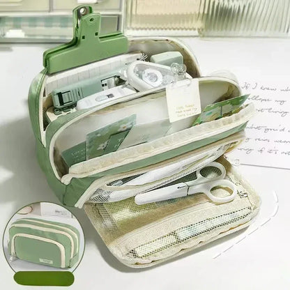 Estojo de Lápis Preto Grande Capacidade à Prova de Sujeira, Estojo Estético para Escola, Organizador de Material Escolar, Estojo de Caneta para Meninos e Meninas, Suprimentos Escolares
