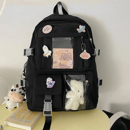 Mochila Fofa para Meninas, Mochilas Escolares para Estudantes, Adolescentes, com Bolsos, Mochila para Laptop para Mulheres - Estilo Harajuku