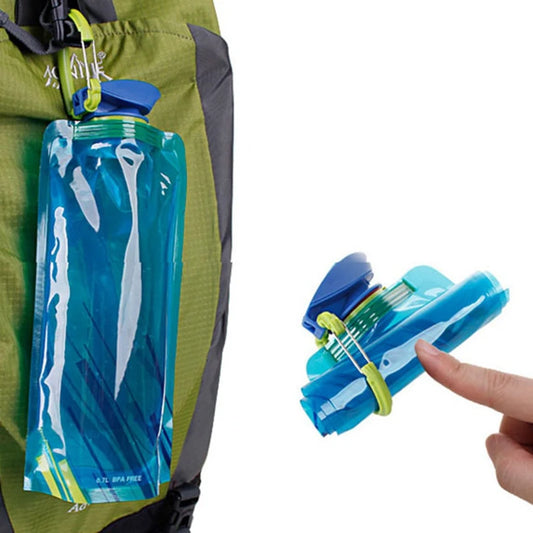 Garrafas de Água Dobráveis Reutilizáveis - Práticas e Compactas para Viagens