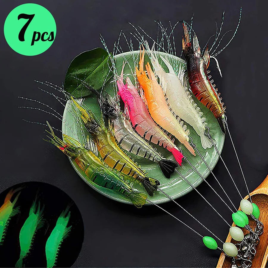 Conjunto de Iscas Artificiais para Pesca 3 Peças/7 Peças – Isca de Camarão e Acessórios para Pesca