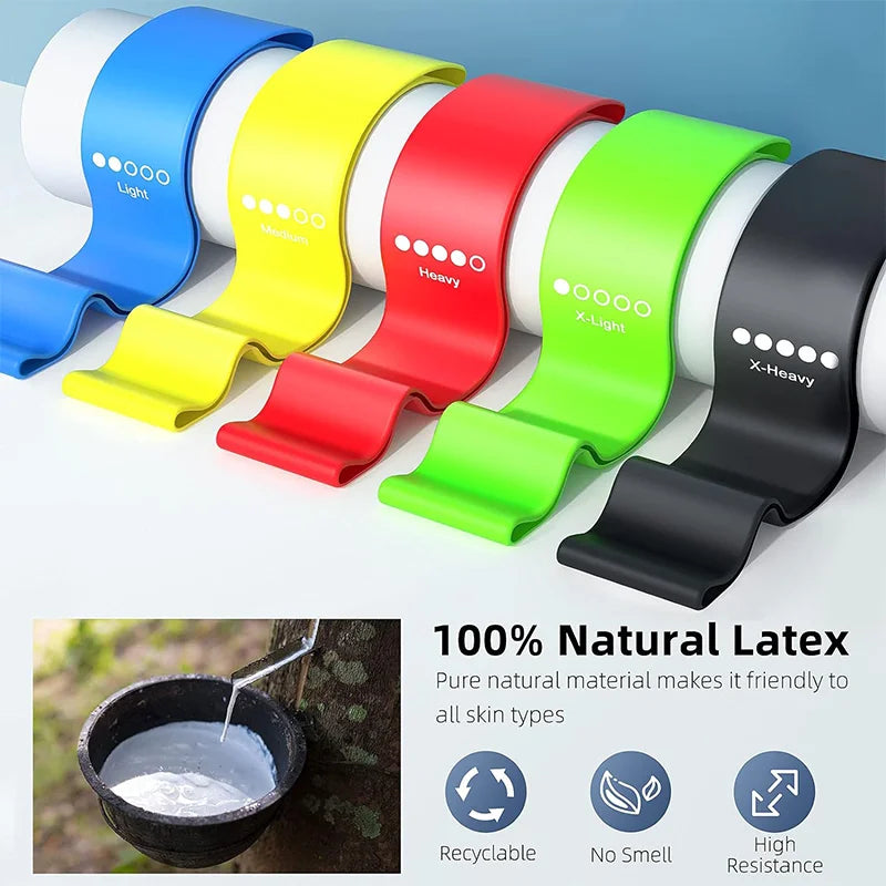 Conjunto de 5 Faixas de Resistência – Bandas de Yoga, Fitness e Treinamento, Faixa de Tensão para Quadril, Faixa Elástica para Agachamento, Dança e Alongamento