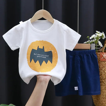 Conjunto Infantil para Filhos - Camiseta e Shorts de Algodão para Meninos e Meninas (2 Peças)