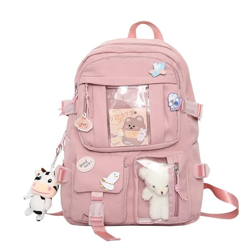 Mochila Fofa para Meninas, Mochilas Escolares para Estudantes, Adolescentes, com Bolsos, Mochila para Laptop para Mulheres - Estilo Harajuku
