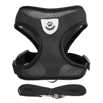 Coleira para Gatos e Cães – Colete de Caminhada com Guia Ajustável de Malha para Animais Pequenos e Médios