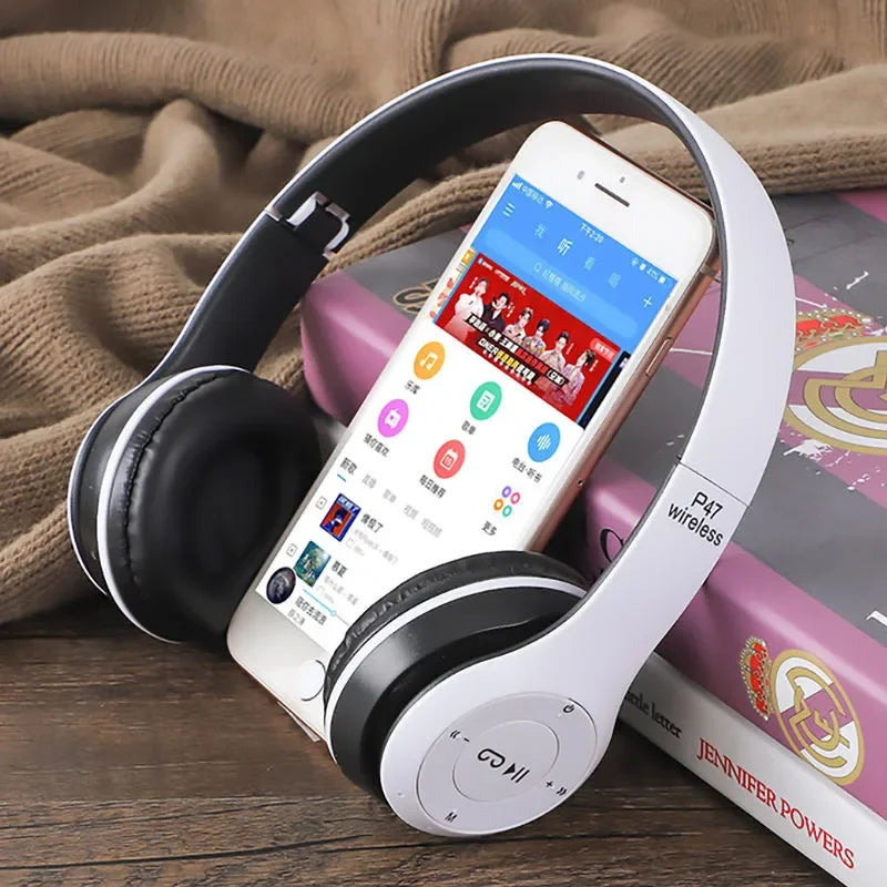 P47 Fone de Ouvido Bluetooth 5.0 Sem Fio Dobrável HIFI Stereo com Graves - Headset para Crianças, Presente com Microfone e Adaptador USB para iPhone e Jogos